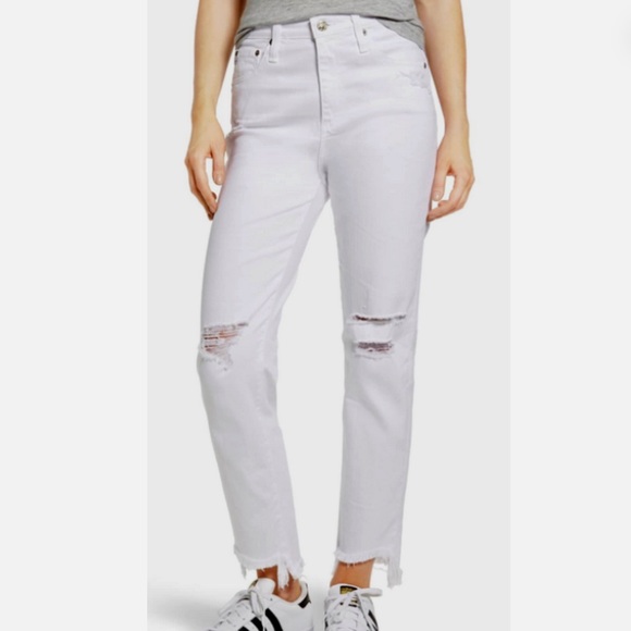 Ag Adriano Goldschmied Denim - AG White High Waisted Tapered Leg Jeans